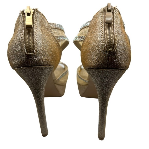 Sweetie’s Gold Bling Stiletto in Size 8 with Zippered Back Wedding Holiday - Picture 2 of 6